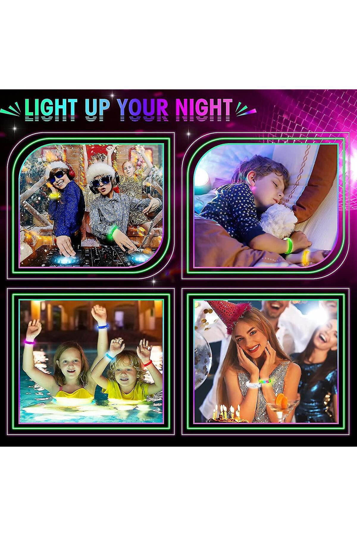 Ok Aksesuar Led İşıklı Pilli İşıklı Rengarenk Kalın Bileklik İşıklı Bilezik K