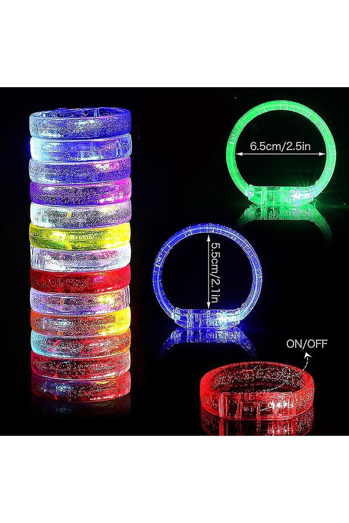 Ok Aksesuar Led İşıklı Pilli İşıklı Rengarenk Kalın Bileklik İşıklı Bilezik K