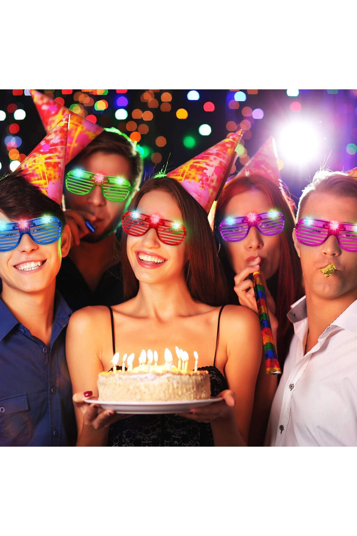 Andela Led İşikli Pilli Panjur Şekilli Rengarenk Yanip Sönen Lüks Parti