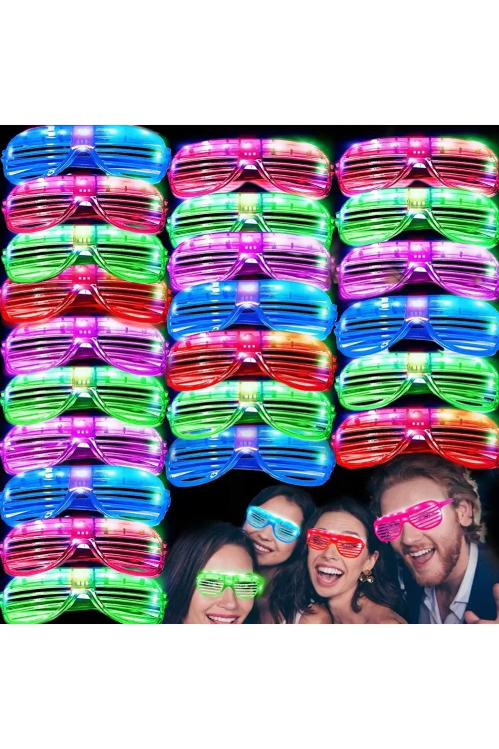 Led Işıklı Pilli Panjur Şekilli Rengarenk Yanıp Sönen Lüks Parti