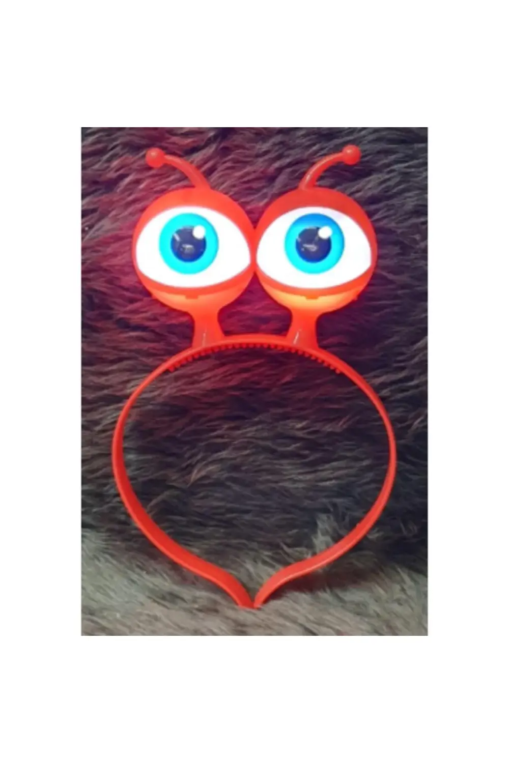 Led Işıklı & Pilli Uzaylı Göz Parti Tacı Kırmızı Renk