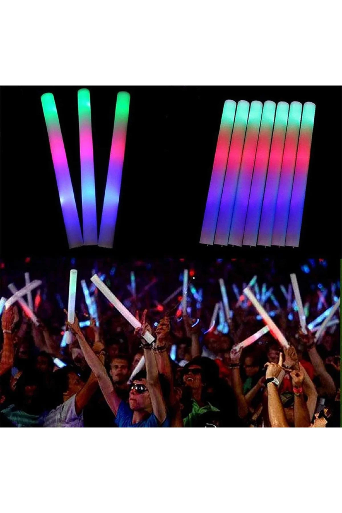 Led Işıklı Rengarenk Sünger Parti Çubuğu - 46 Cm Eğlenceli Aksesu