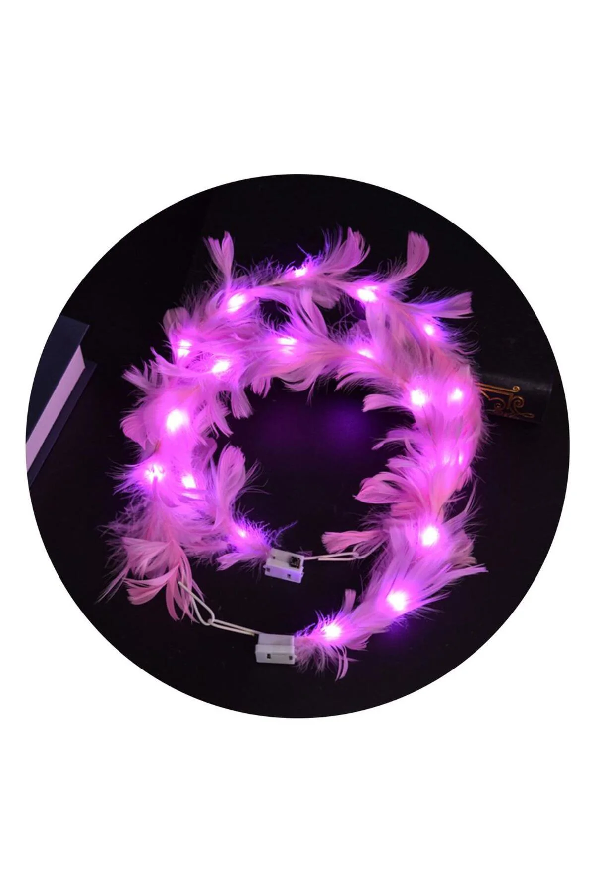 Led Işıklı Rengarenk Yanan 3 Fonksiyonlu Otrişli Parti Tacı Pembe Renk 12x12 cm NessiWorld