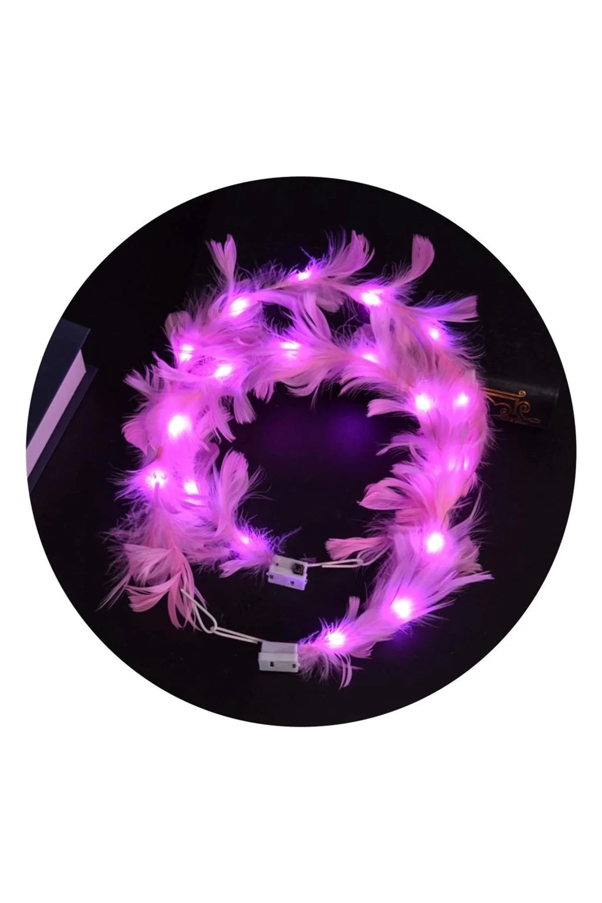 Led Işıklı Rengarenk Yanan 3 Fonksiyonlu Otrişli Parti Tacı Pembe Renk 12X12 Cm - Görsel 2