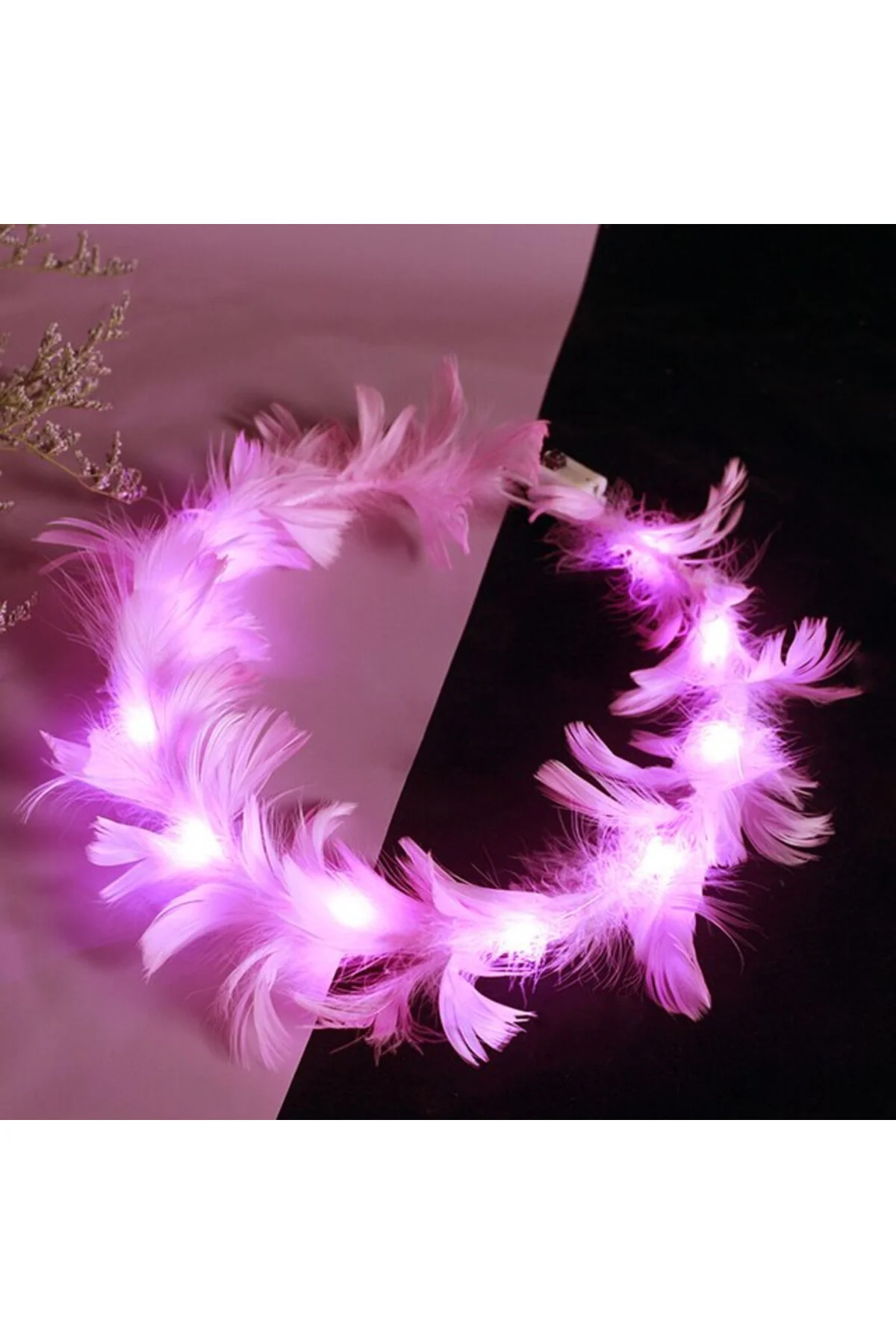 Led Işıklı Rengarenk Yanan 3 Fonksiyonlu Otrişli Parti Tacı Pembe Renk 12x12 cm NessiWorld