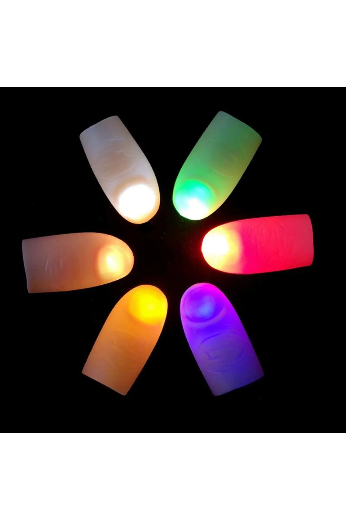Led Işıklı Renkli Sihirli Parmak Işıklı Parmak Şaka Parmak 1 Adet