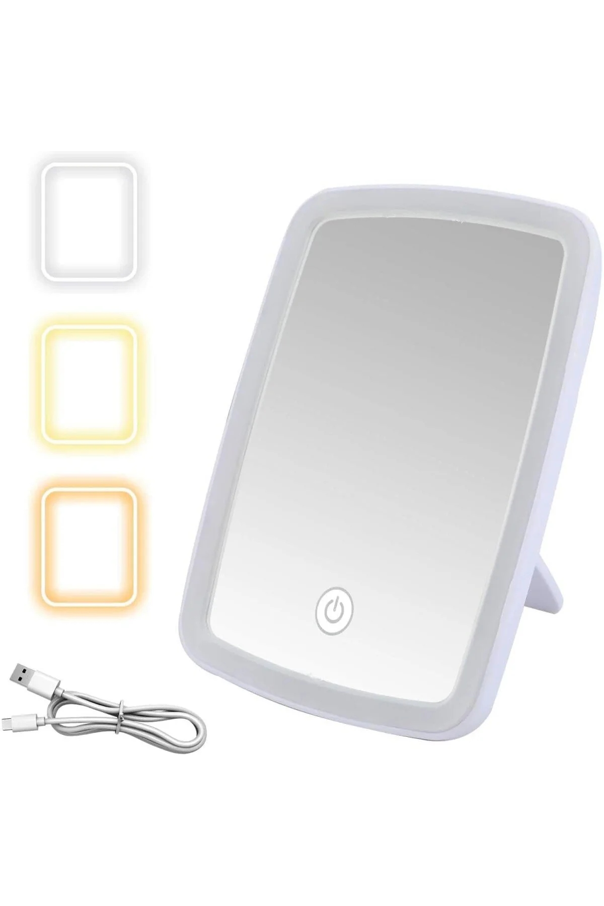 LED Işıklı Şarjlı Makyaj Aynası - 3 Farklı Işık Tonu - Dokunmatik