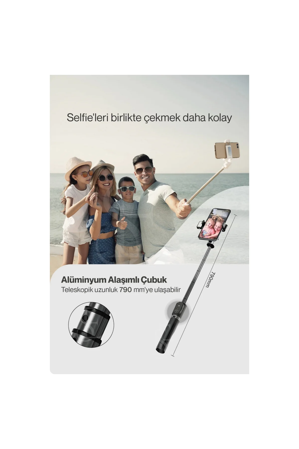 Led Işıklı Selfie Çubuğu Bluetooth Kumandalı Kablosuz Tripot Self