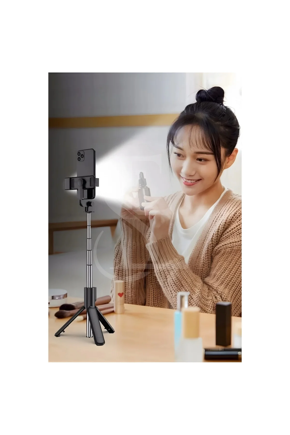 Led Işıklı Selfie Çubuğu Bluetooth Kumandalı Kablosuz Tripot Self
