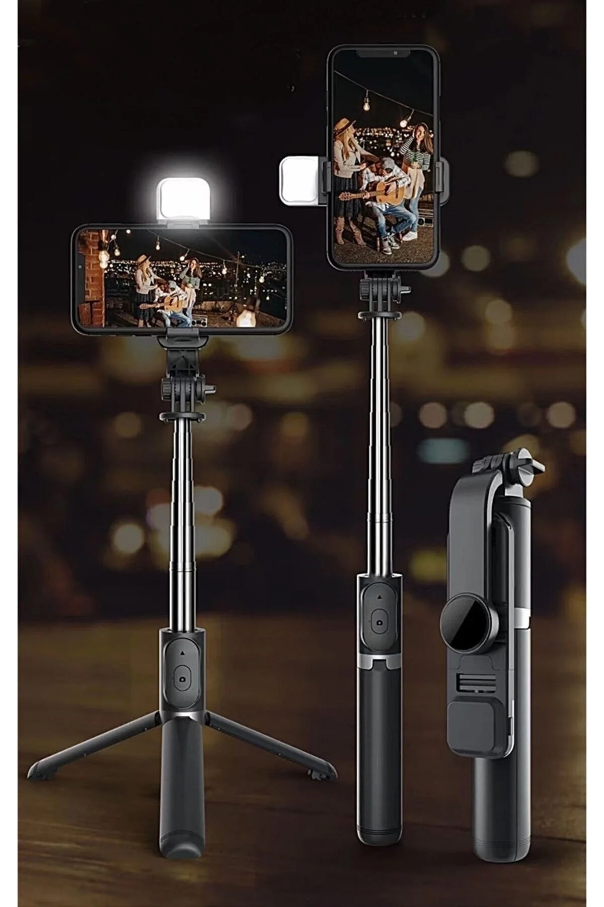 Led Işıklı Selfie Çubuğu Bluetooth Kumandalı Kablosuz Tripot Selfie Monopod Selfie Stick SİYAH Fiyatı, Yorumları ve Özellikleri