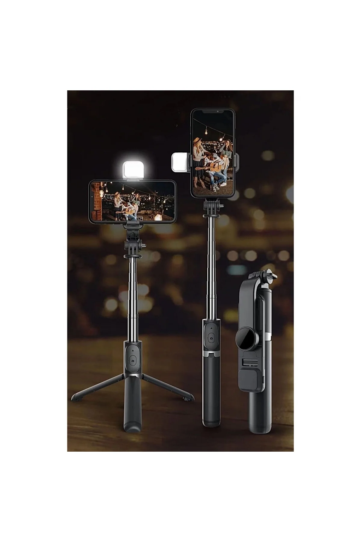 Led Işıklı Selfie Çubuğu Bluetooth Kumandalı Kablosuz Tripot Self