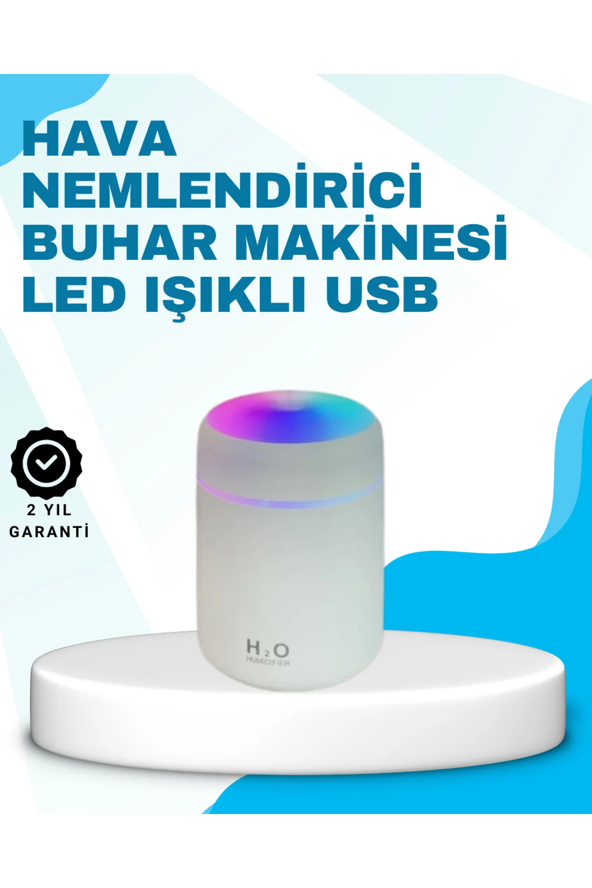Led Işıklı Sessiz Masaüstü Nemlendirici – 3 Buhar Modu