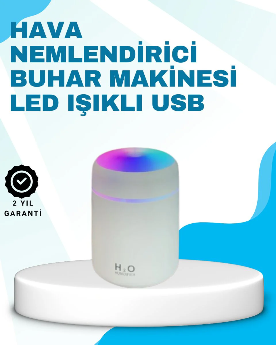 LED Işıklı Sessiz Masaüstü Nemlendirici – 3 Buhar Modu & RGB Işık