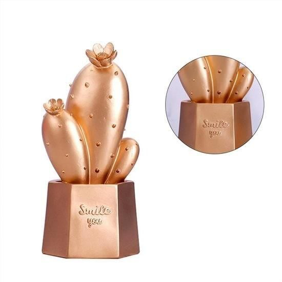 Led Işıklı Sevimli Kaktüs Dekoratif Masa Lambası Mini Biblo Gece