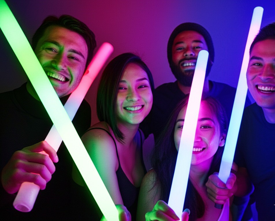LED Işıklı Sünger Parti Çubuğu 46 cm Rengarenk Işık Efektli Eğlen