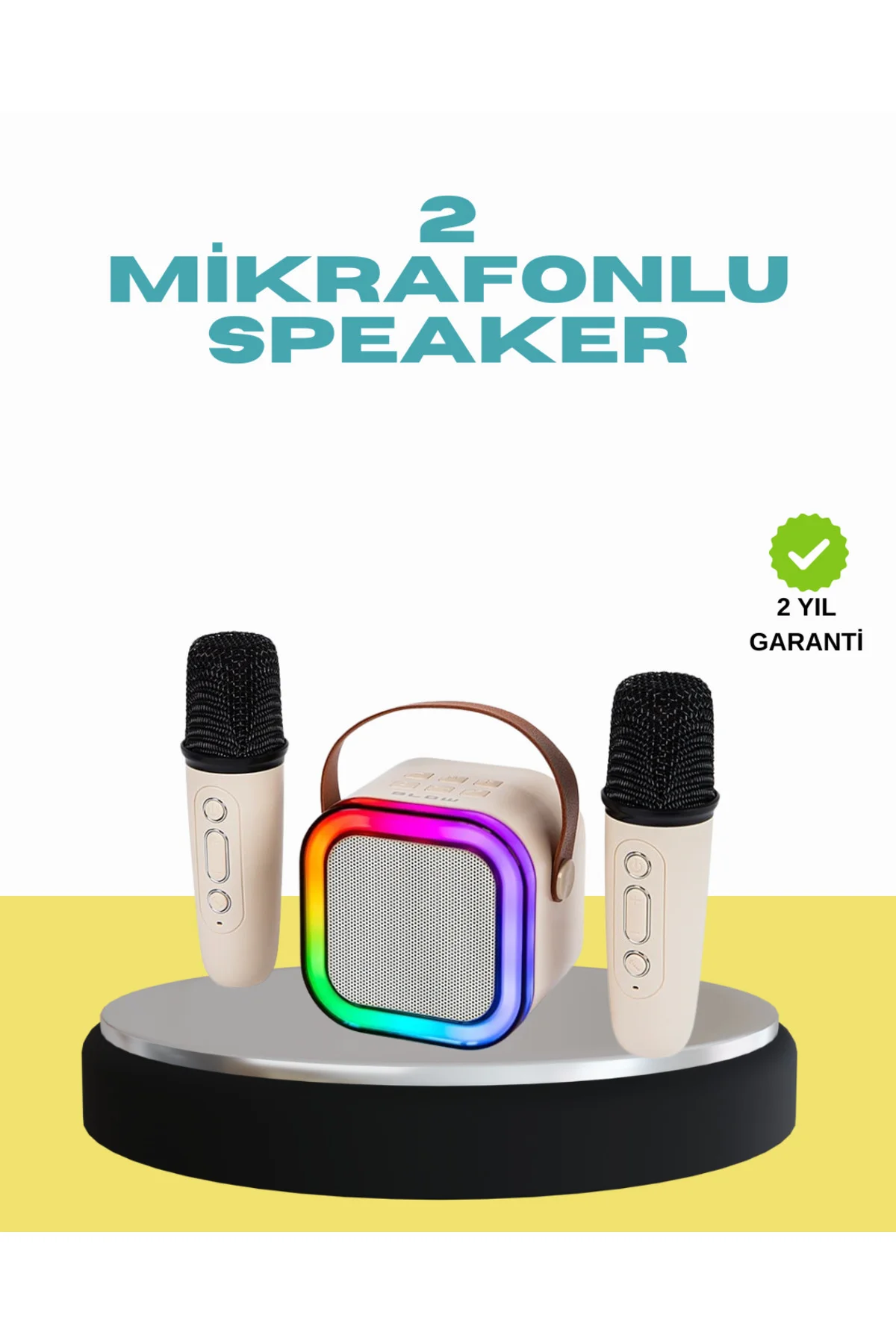 LED Işıklı Taşınabilir Karaoke Hoparlör – USB & AUX Girişli