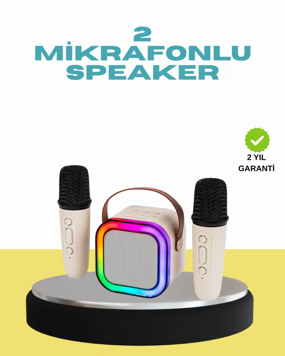 LED Işıklı Taşınabilir Karaoke Hoparlör – USB &amp; AUX Girişli - Lisinya