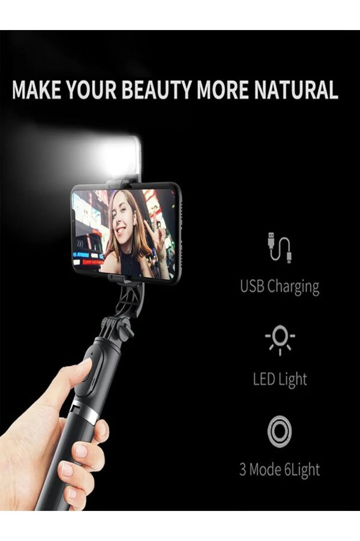 LED Işıklı Tripod Kablosuz Selfie Çubuğu, Tripod Standı