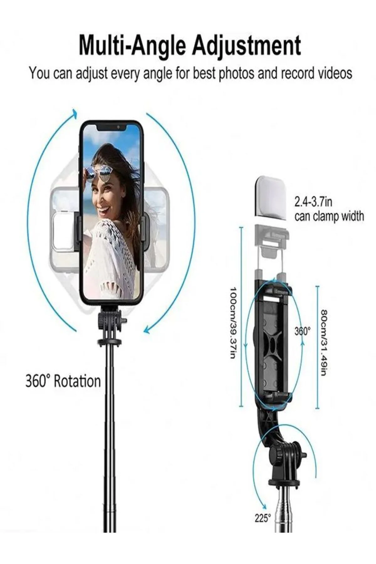 LED Işıklı Tripod Kablosuz Selfie Çubuğu, Tripod Standı