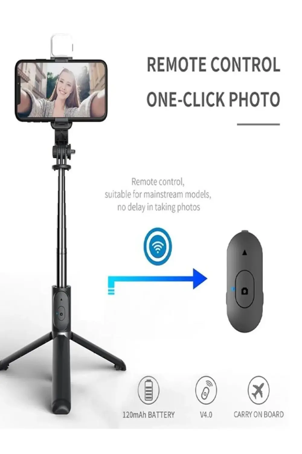 Led Işıklı Tripod Standı Kablosuz Bluetooth Uzaktan Kumandalı Sel