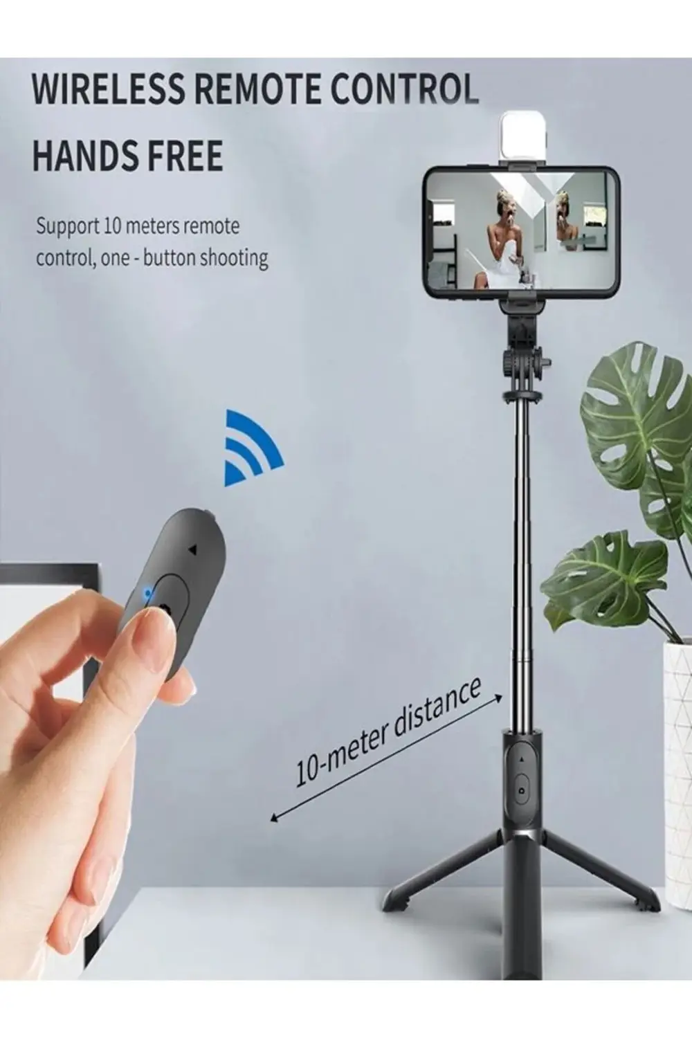 Led Işıklı Tripod Standı Kablosuz Bluetooth Uzaktan Kumandalı Sel