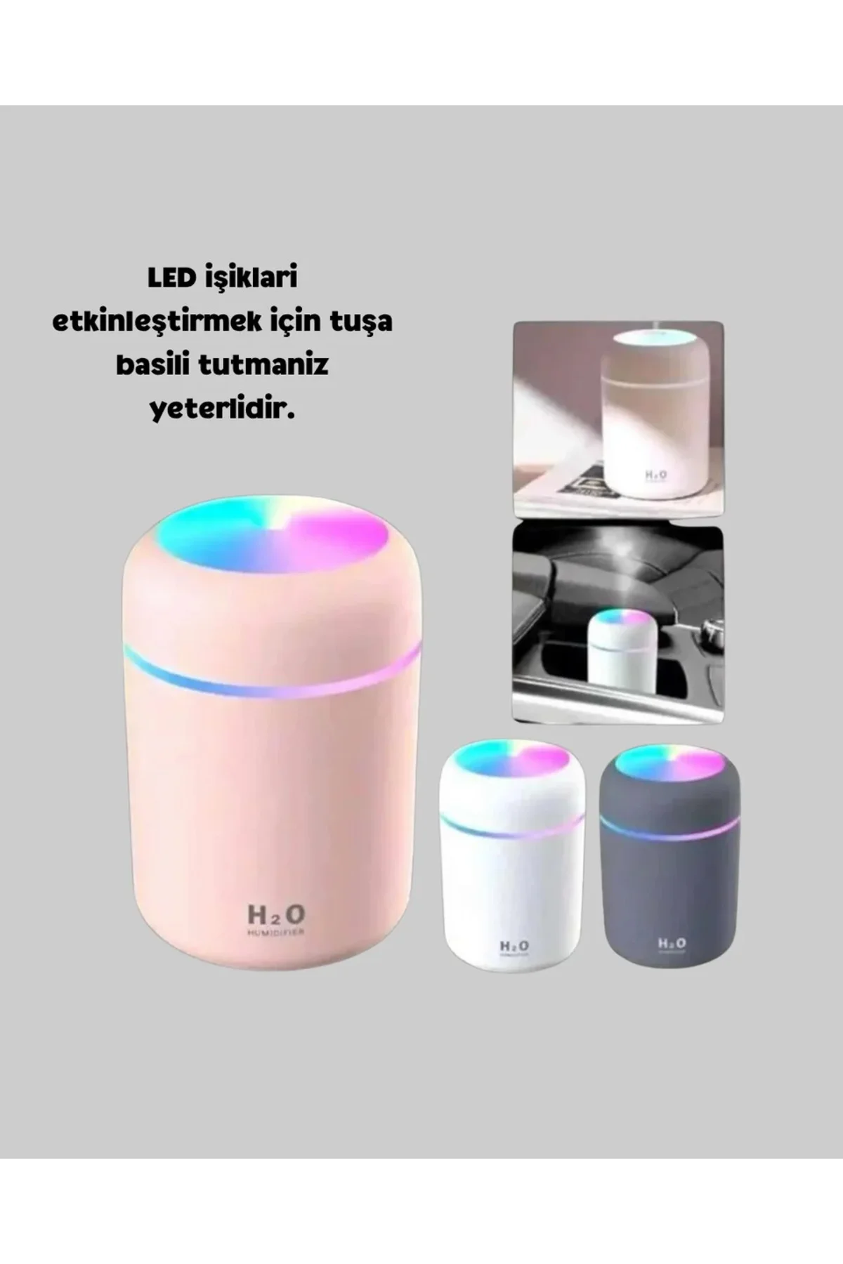 LED Işıklı USB Nemlendirici – Sürekli ve Aralıklı Püskürtme Modu