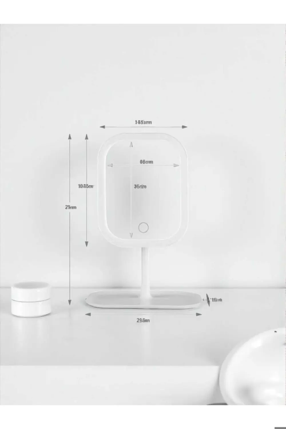 Led Işıklı Usb Şarjlı Dikdörtgen Masa Üstü Makyaj Aynası Makyaj A