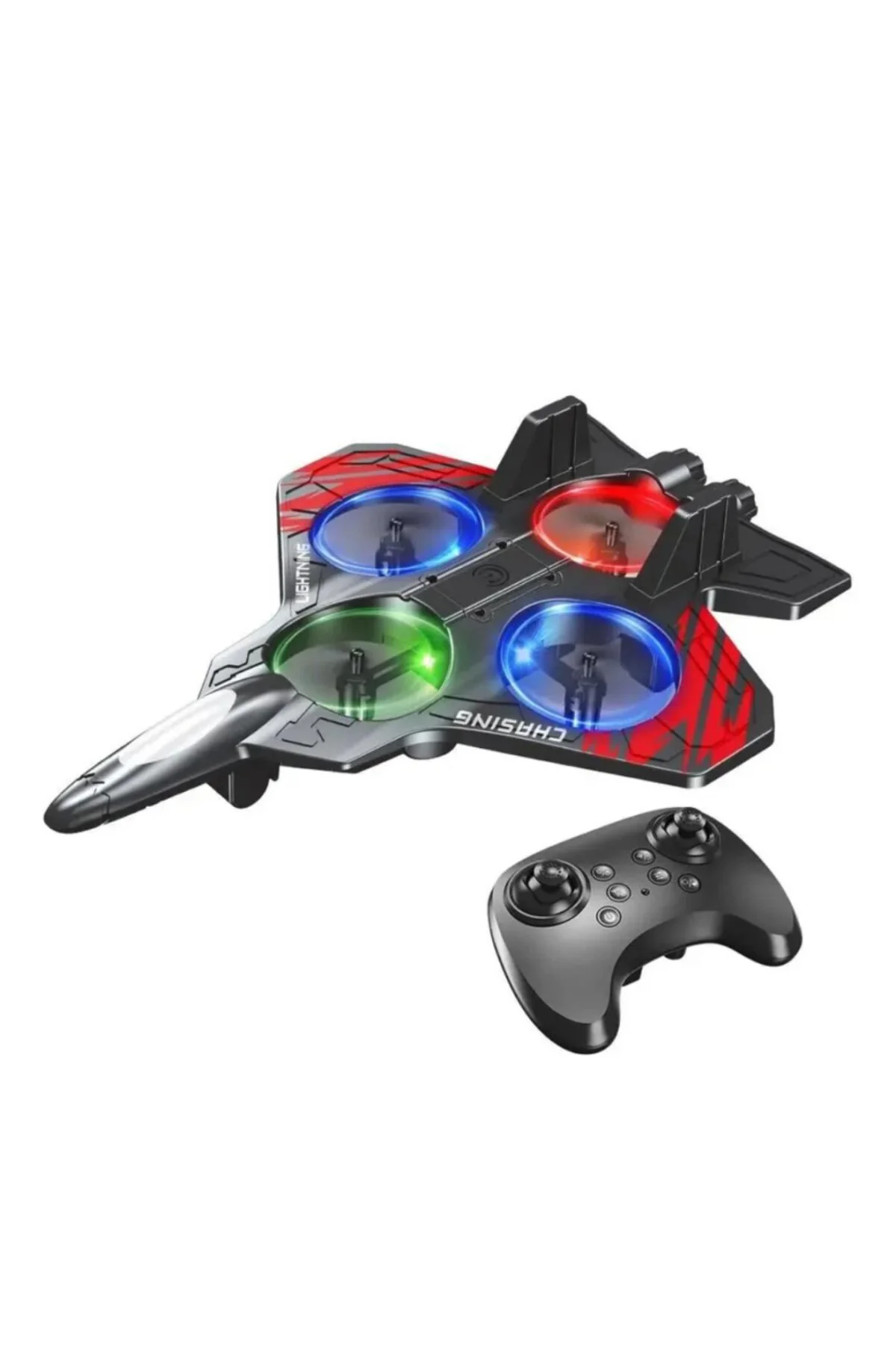 Led Işıklı Uzaktan Kumandalı Drone Fighter Jet Tasarımlı 360 Derece Dönebilen Oyuncak Uçak