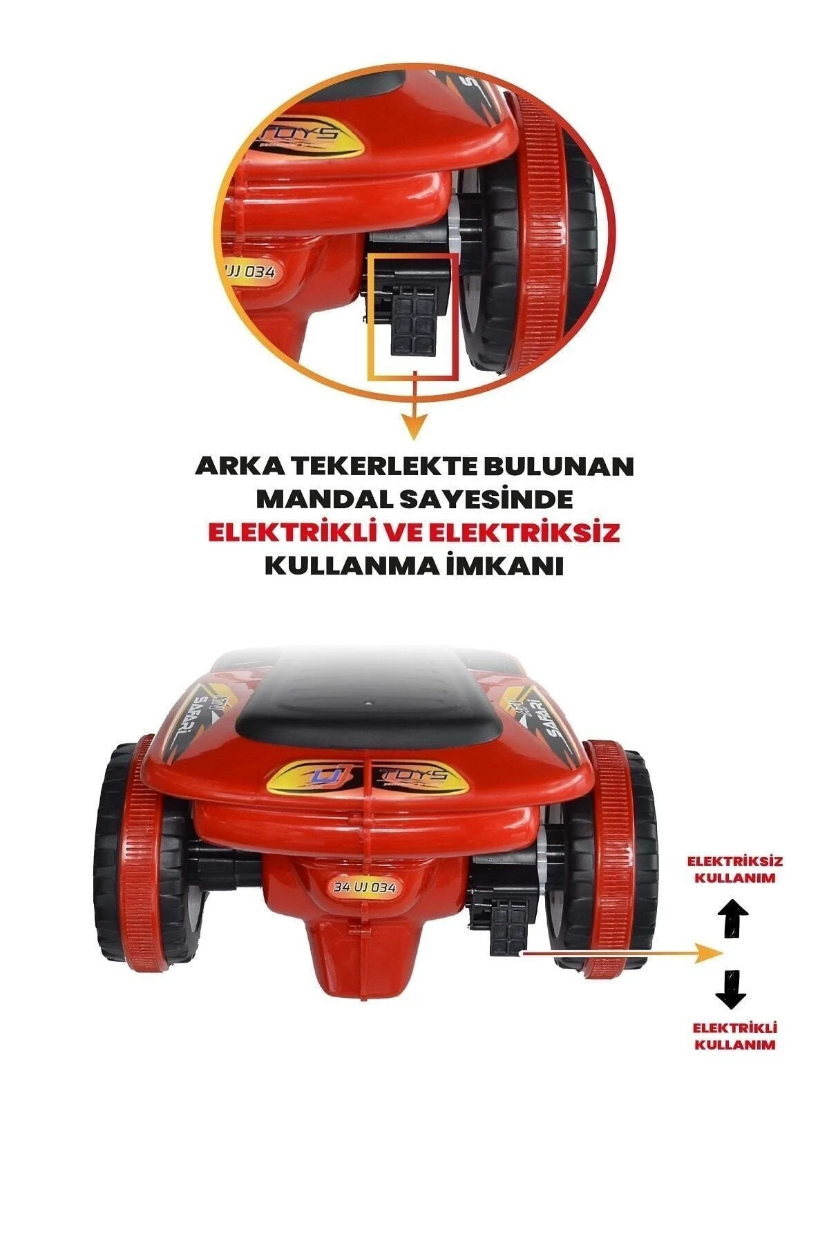 LED IŞIKLI VE MÜZİKLİ Akülü Atv 6 V Safari Kırmızı