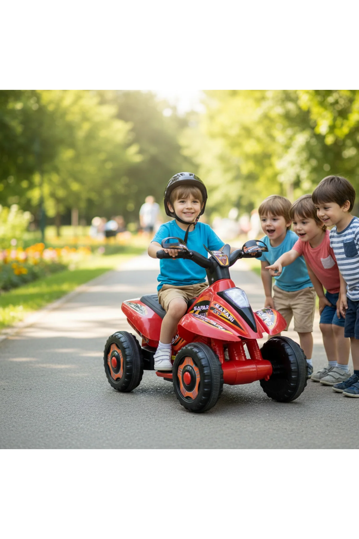 LED IŞIKLI VE MÜZİKLİ Akülü Atv 6 V Safari Kırmızı