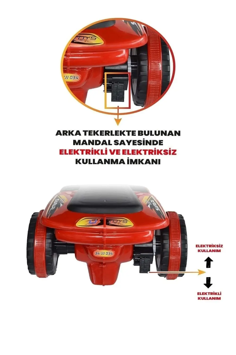 LED IŞIKLI VE MÜZİKLİ Akülü Atv 6 V Safari Kırmızı