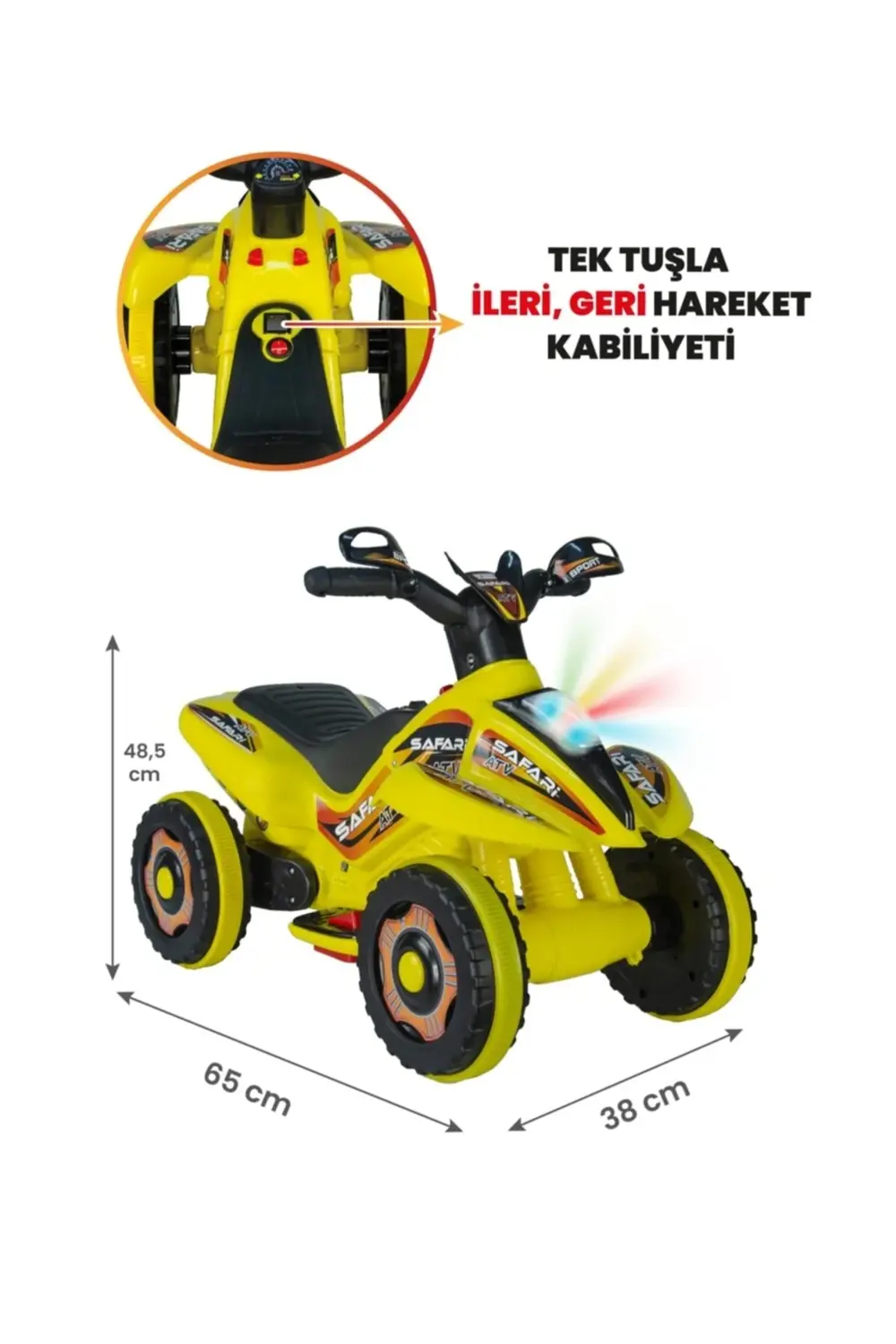 LED IŞIKLI VE MÜZİKLİ Akülü Atv 6 V Safari Sarı