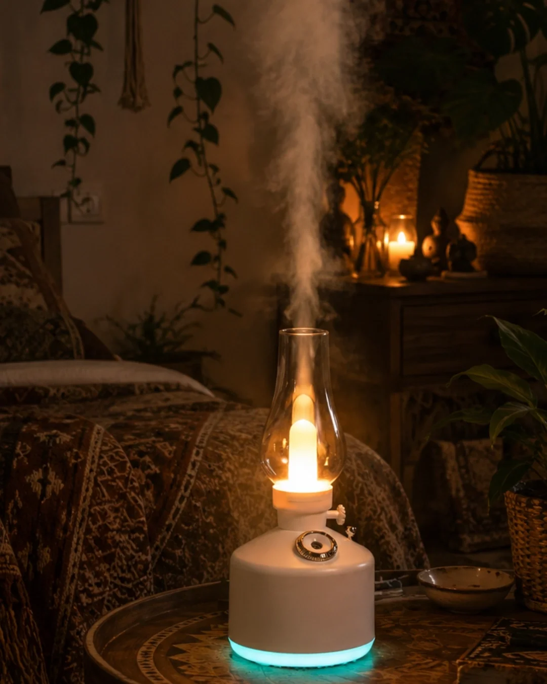 LED Işıklı Vintage Hava Nemlendirici Aromaterapi Difüzörü USB Şarjlı