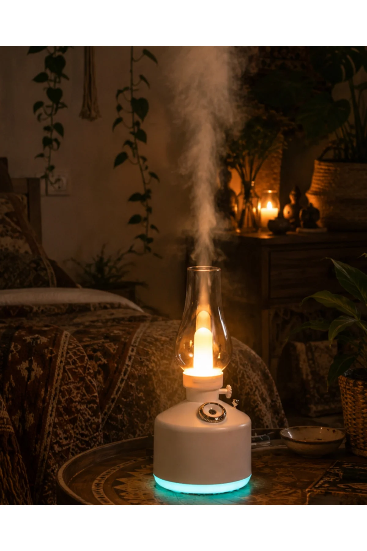 LED Işıklı Vintage Hava Nemlendirici Aromaterapi Difüzörü USB Şarjlı