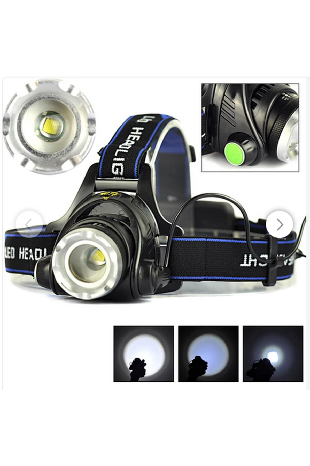 Boruit Led Kafa Feneri 2000Lm Xm-L T6 2000 Lumens 3 Modlu Boruit Led Kafa Feneri 2000Lm Xm-L T6 2000 Lumens 3 Modlu