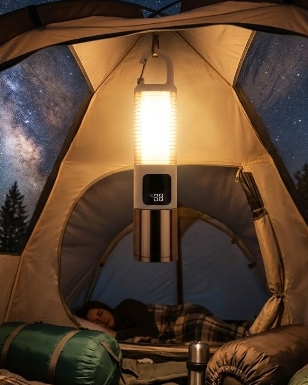 LED Kamp Lambası USB Şarjlı 500 Lümen Parlaklık Güç Göstergeli Ta