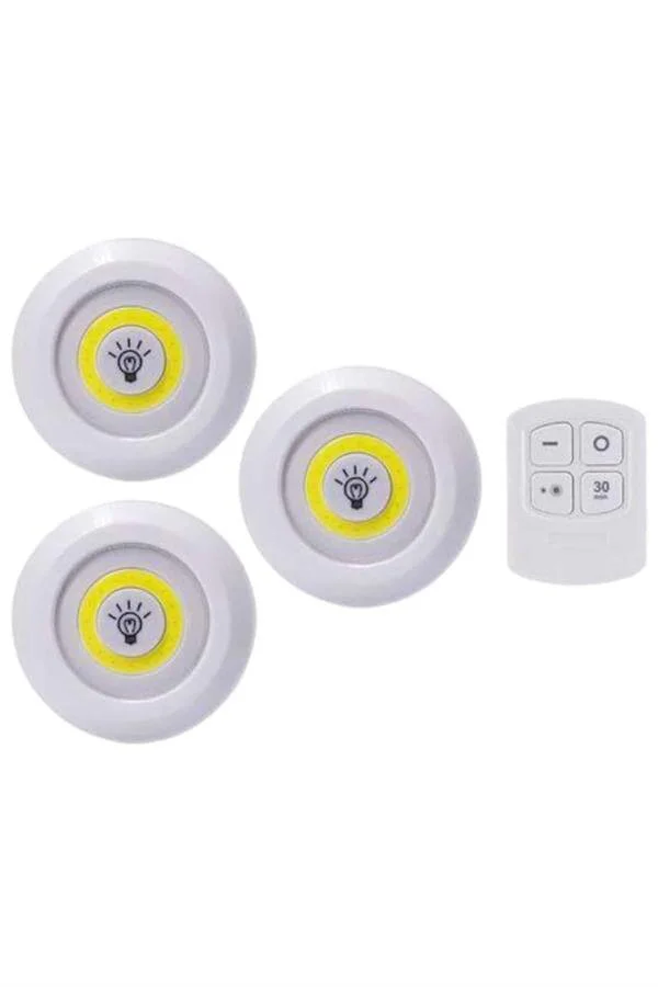 Led Lamba 3'lü Uzaktan Kumandalı Yapışkanlı