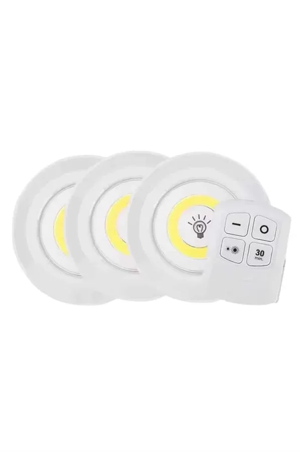 Led Lamba 3'lü Uzaktan Kumandalı Yapışkanlı - Lisinya