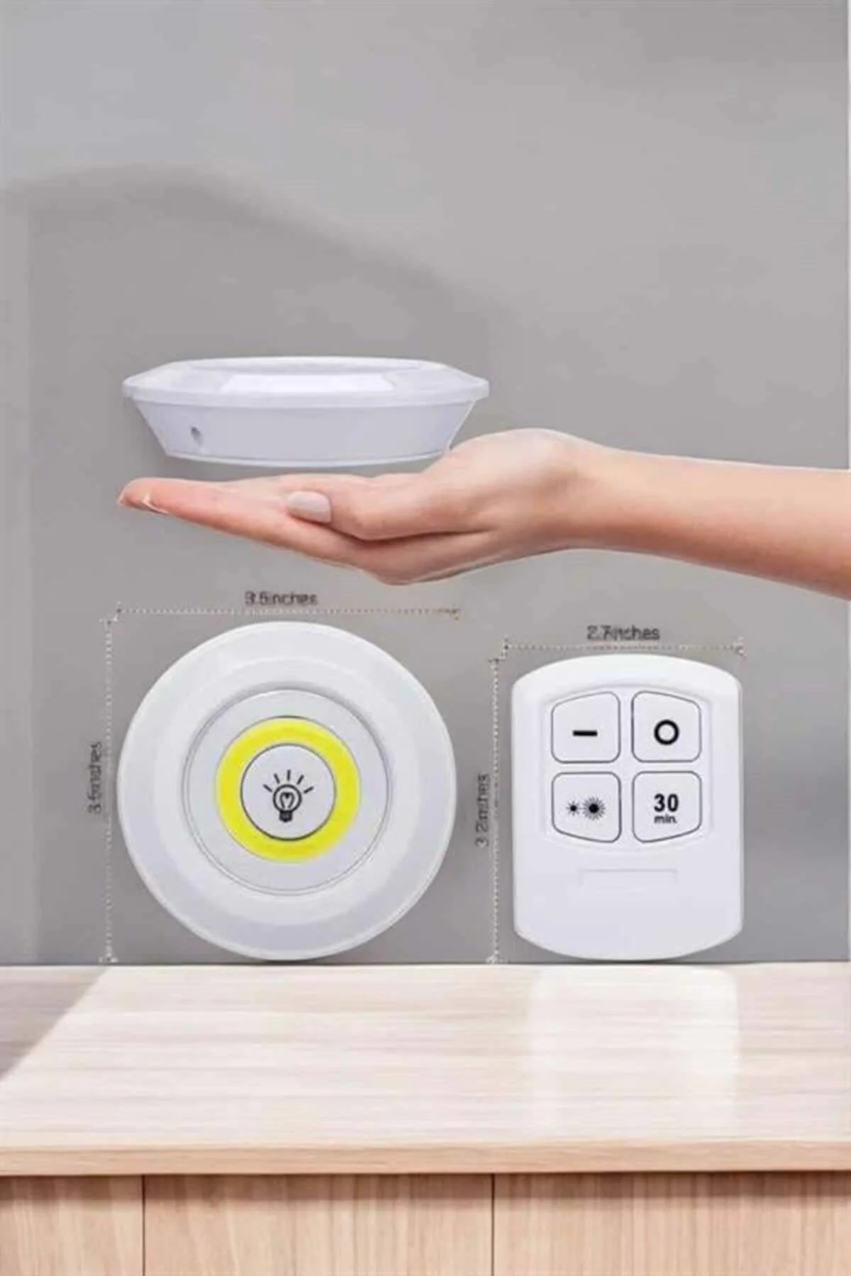 Led Lamba 3'Lü Uzaktan Kumandalı Yapışkanlı Beyaz Işık