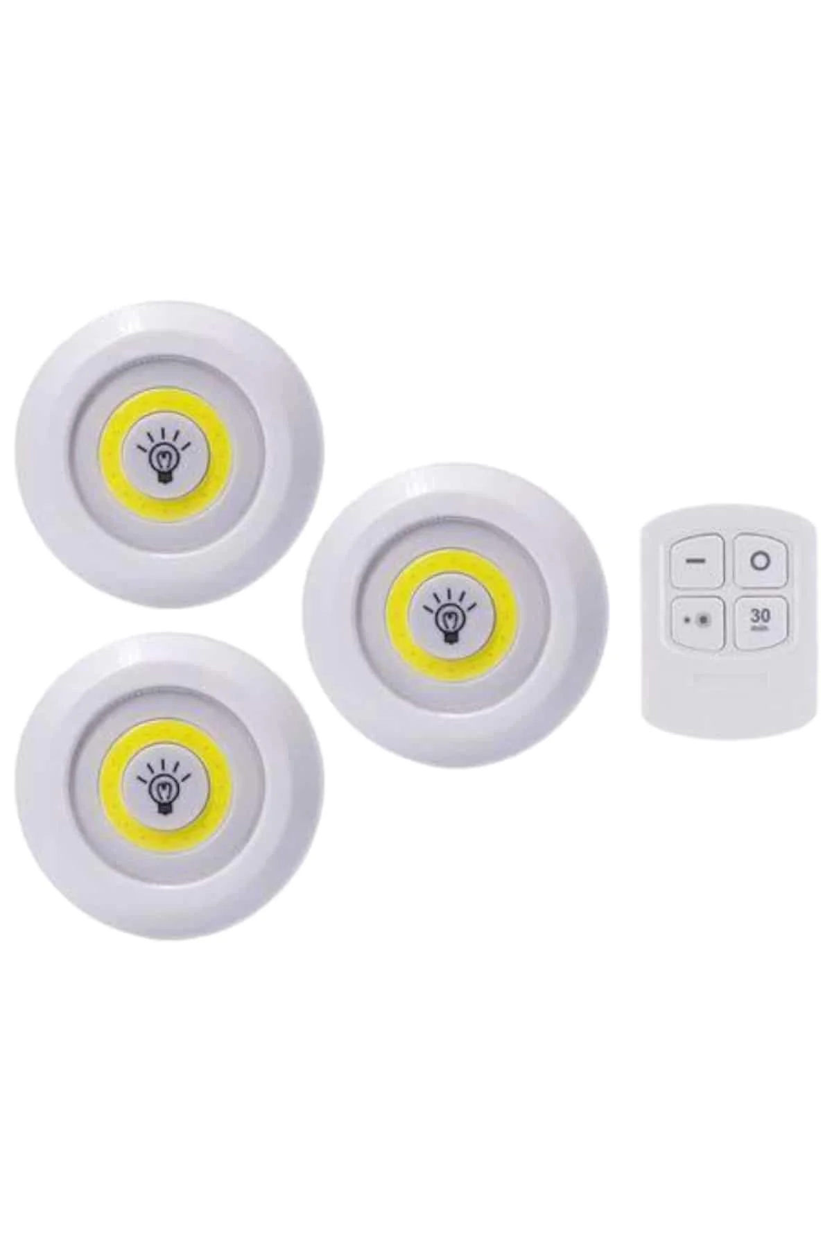 Led Lamba 3'lü Uzaktan Kumandalı Yapışkanlı