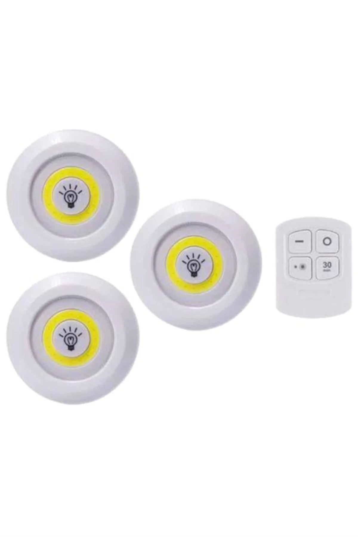 Led Lamba 3'lü Uzaktan Kumandalı Yapışkanlı
