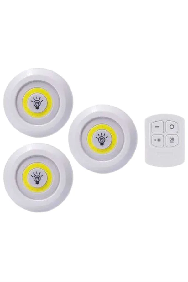 Led Lamba 3'lü Uzaktan Kumandalı Yapışkanlı