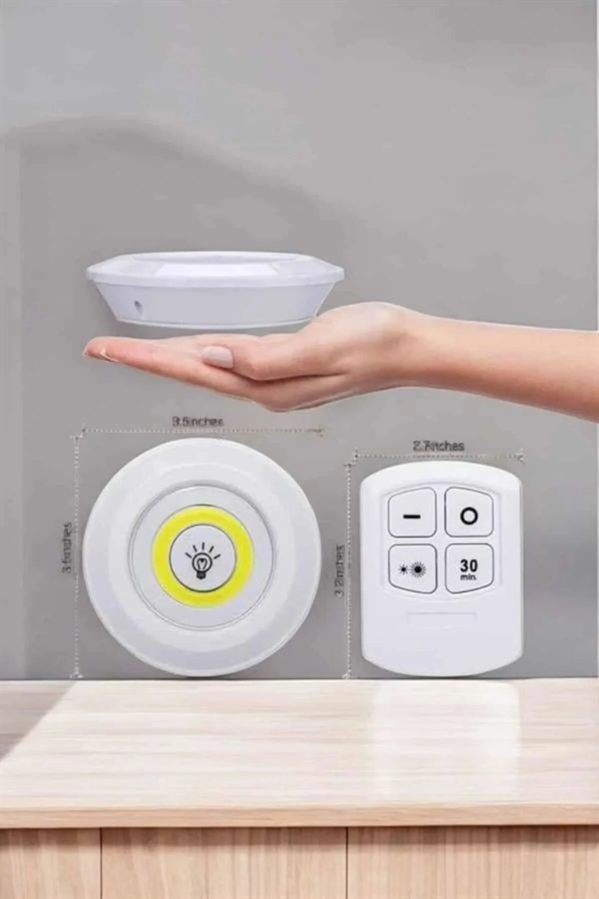 Led Lamba 3'lü Uzaktan Kumandalı Yapışkanlı Beyaz Işık