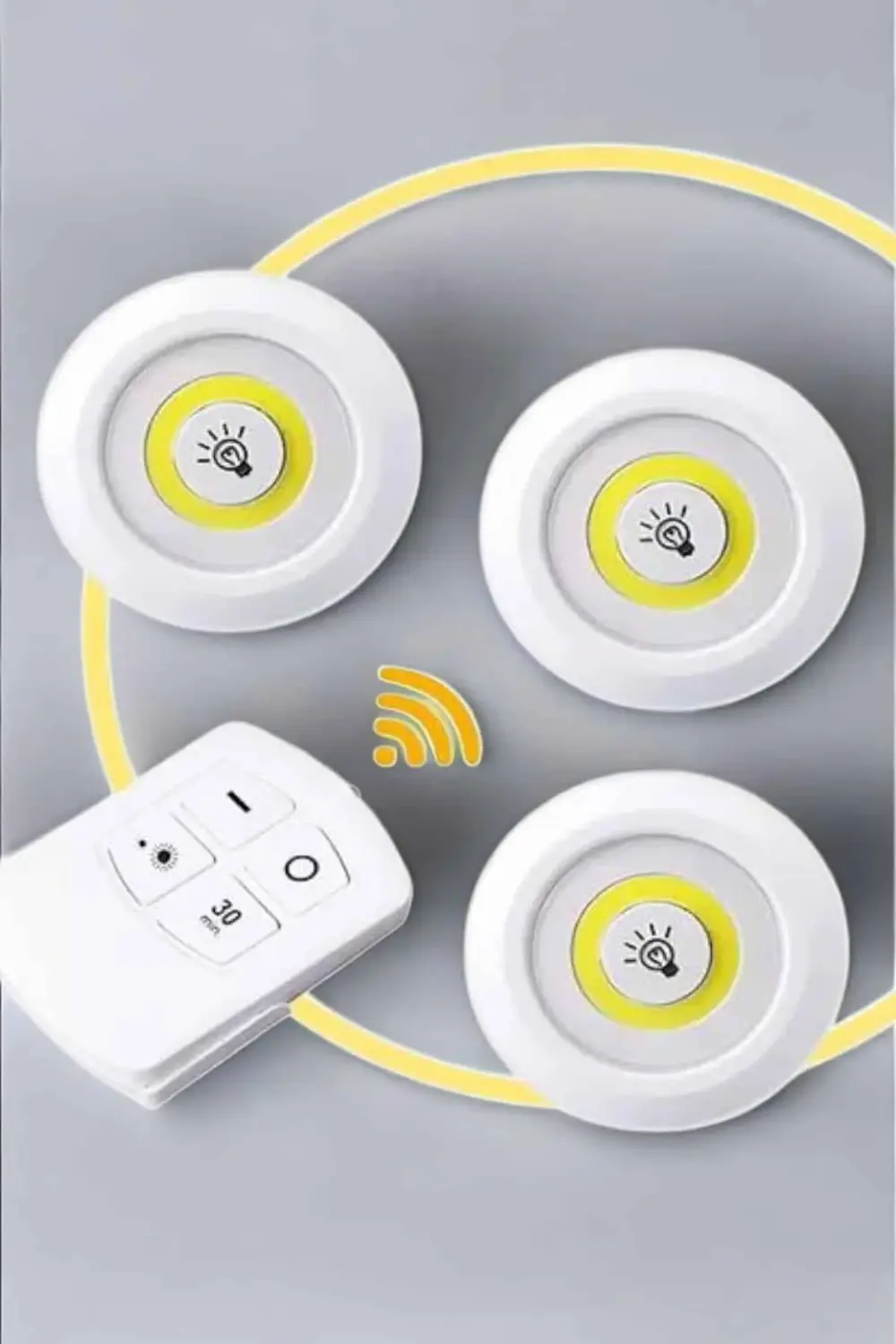 Led Lamba 3'lü Uzaktan Kumandalı Yapışkanlı Beyaz Işık