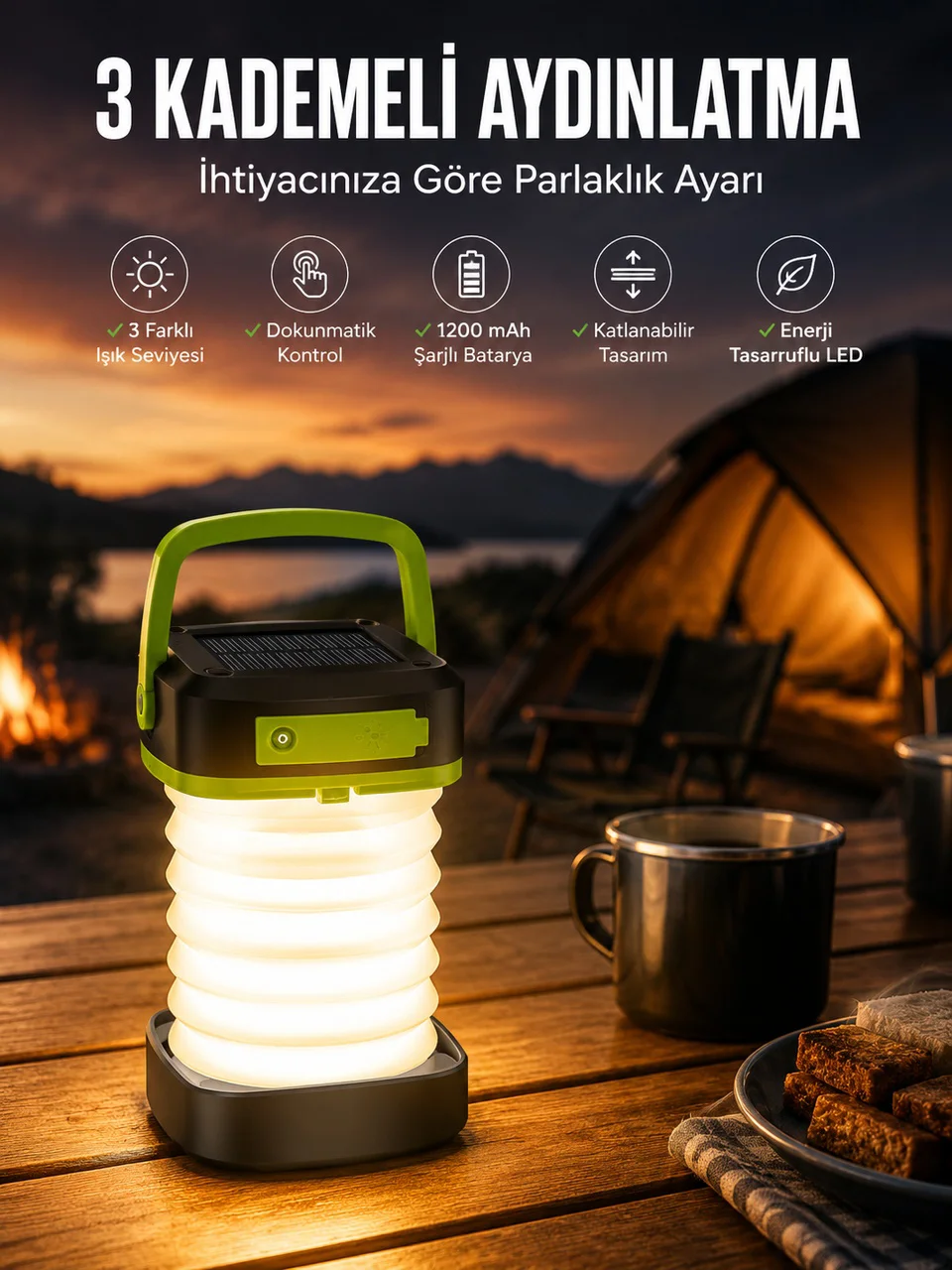 Led Lamba Kamp Lambası Hafif Taşınabilir Şarj Süreli Akordeon El Fenerli - Lisinya Diğer 92437123