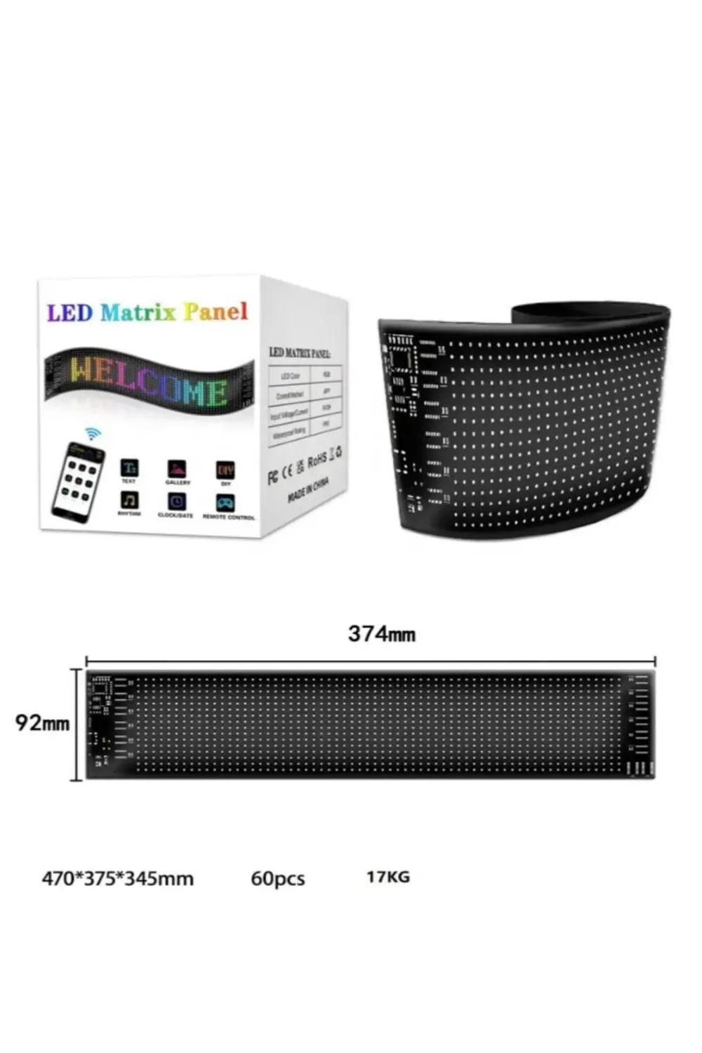 Led Matrix Panel RG-B Ekran Kumandalı App Kontrollü İş Yeri Otomo