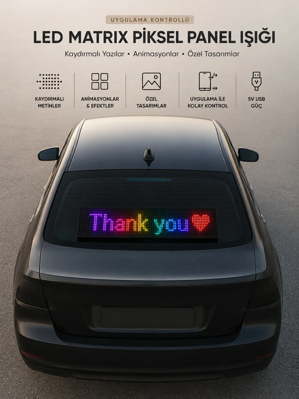 Led Matrix Piksel Panel Işığı Usb Uygulama Kontrollü Kaydırmalı Yazı Ekranı - Lisinya Diğer