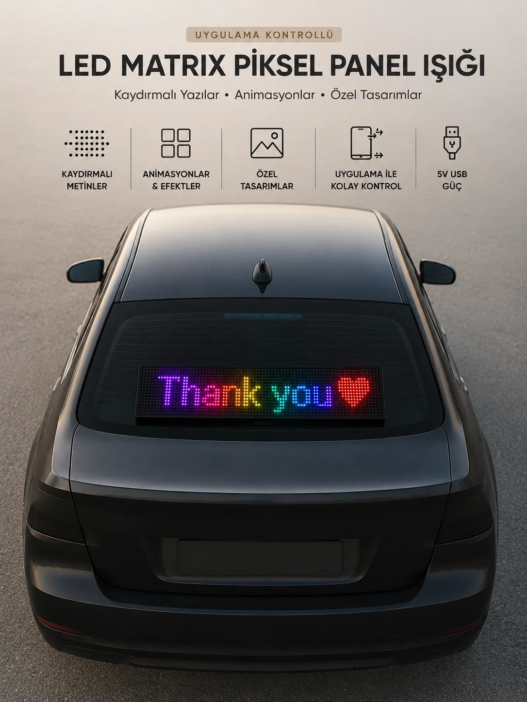 LED Matrix Piksel Panel Işığı USB Uygulama Kontrollü Kaydırmalı Yazı Ekranı LED Matrix Piksel Panel Işığı USB Uygulama Kontrollü Kaydırmalı Yazı Ekranı