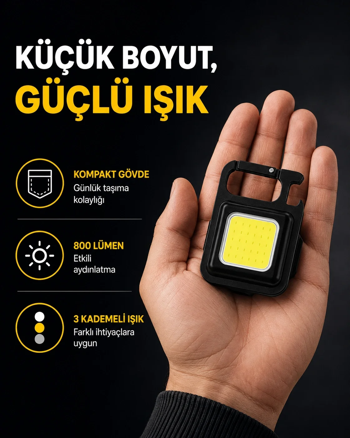 LED Mini Anahtarlık Fener – 1000 Lümen Güçlü Işık ve USB Type-C Şarjlı Yeni Nesil Fiyatı, Yorumları ve Özellikleri