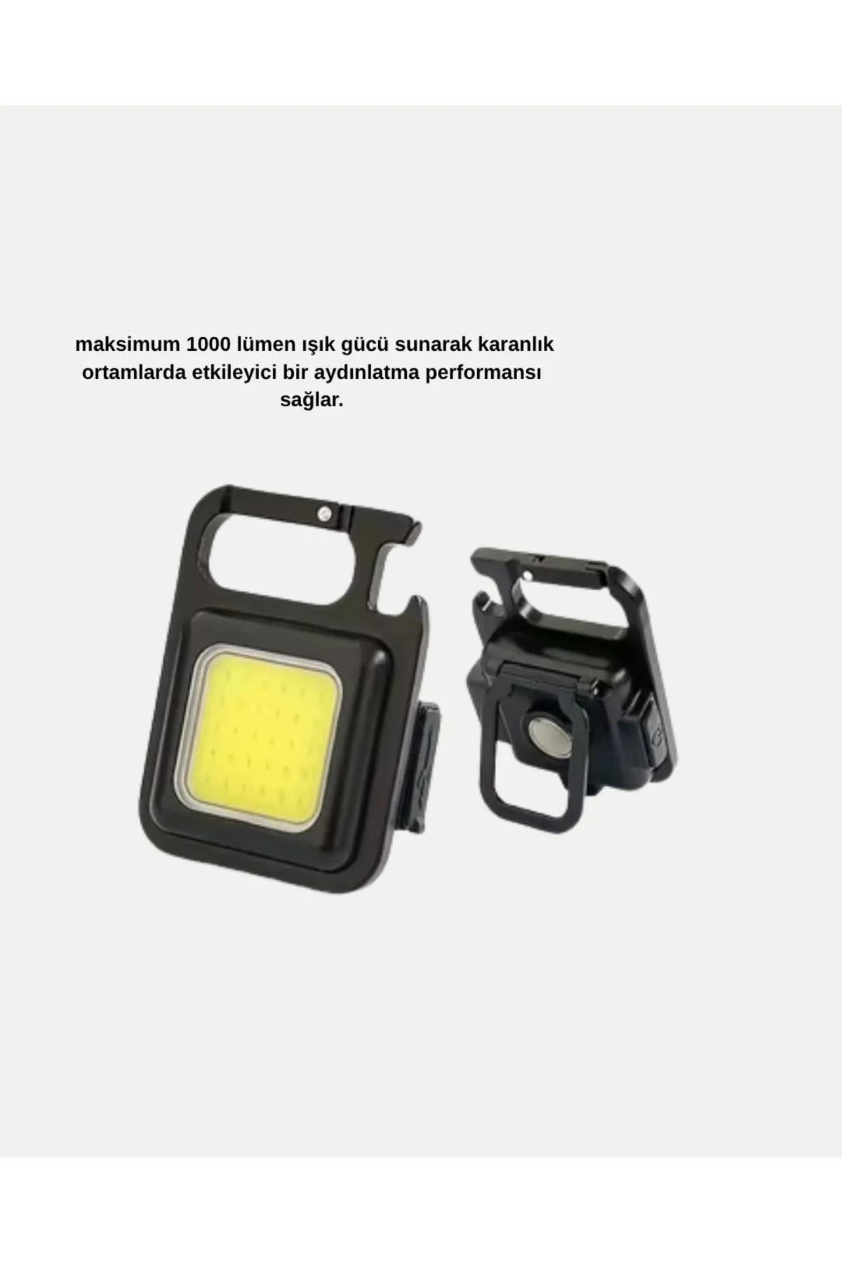 LED Mini Anahtarlık Fener – 1000 Lümen Güçlü Işık ve USB Type-C Ş